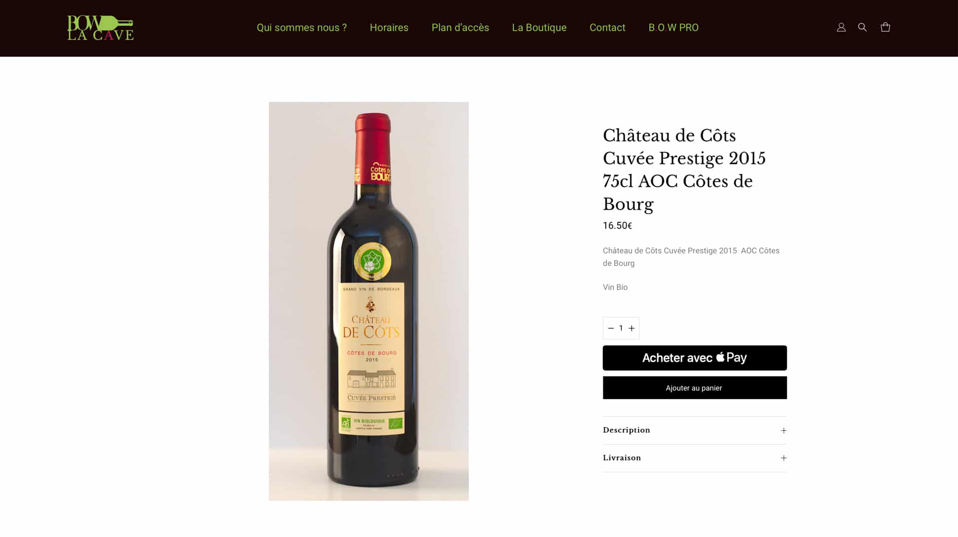 Bordeaux Organic Wines – Page produit Bordeaux Organic Wines - Page produit