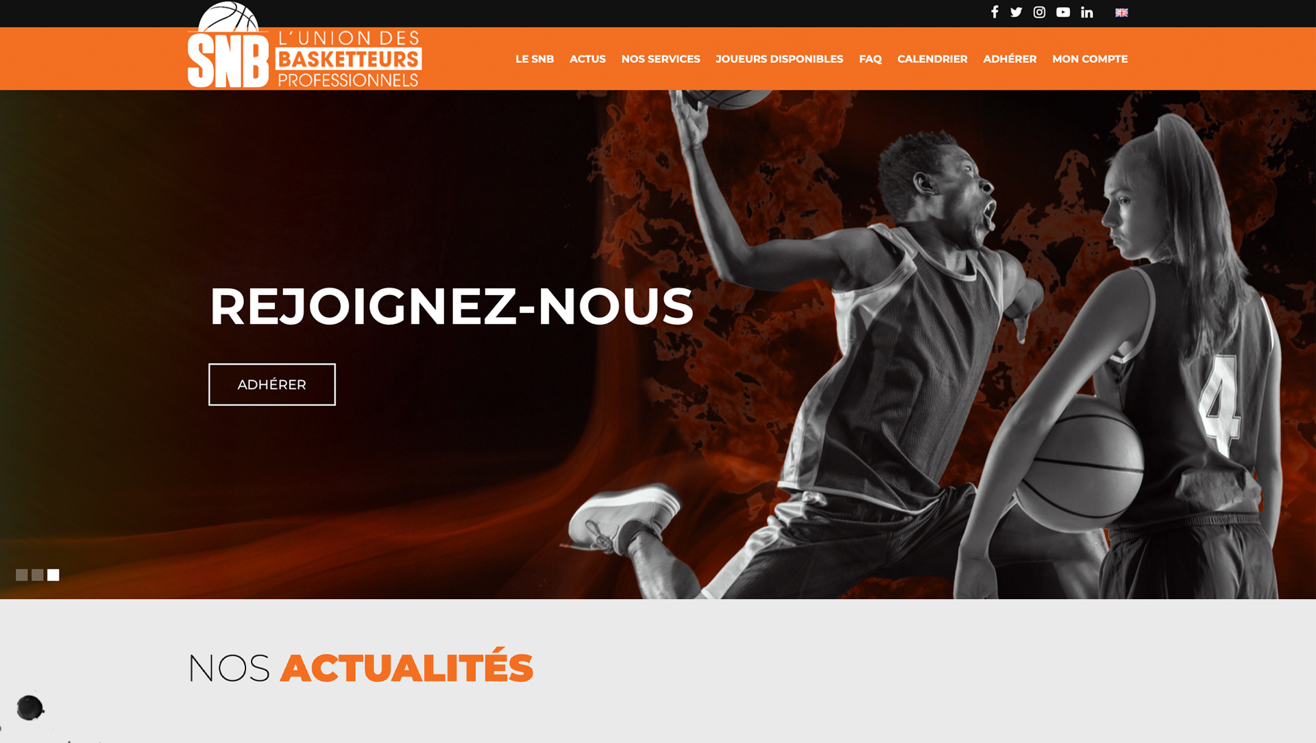 Site internet Syndicat National des Basketteurs - 2022 - Webdesign - Matthieu Loigerot
