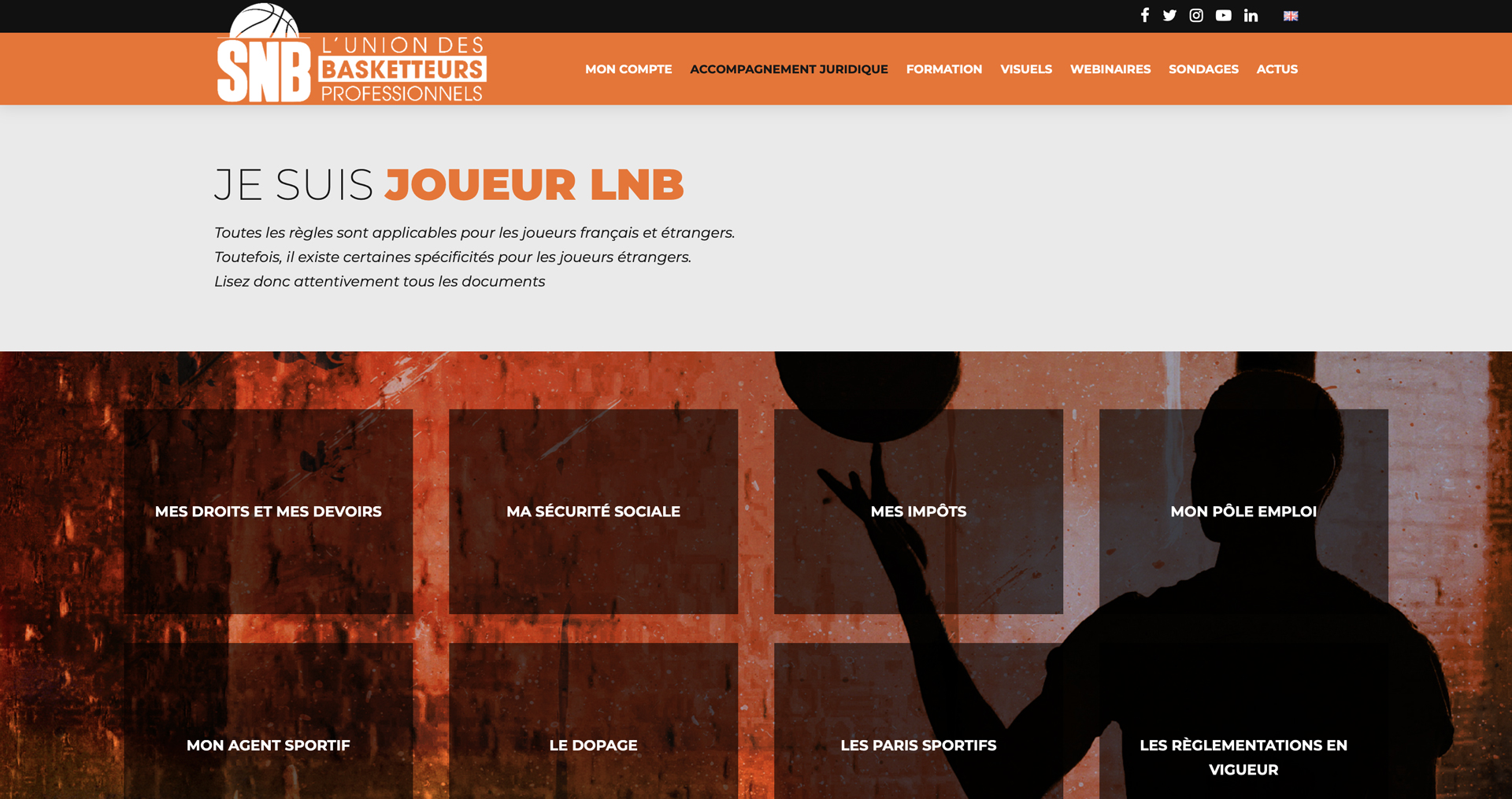 Site internet Syndicat National des Basketteurs - 2022 - Webdesign - Matthieu Loigerot