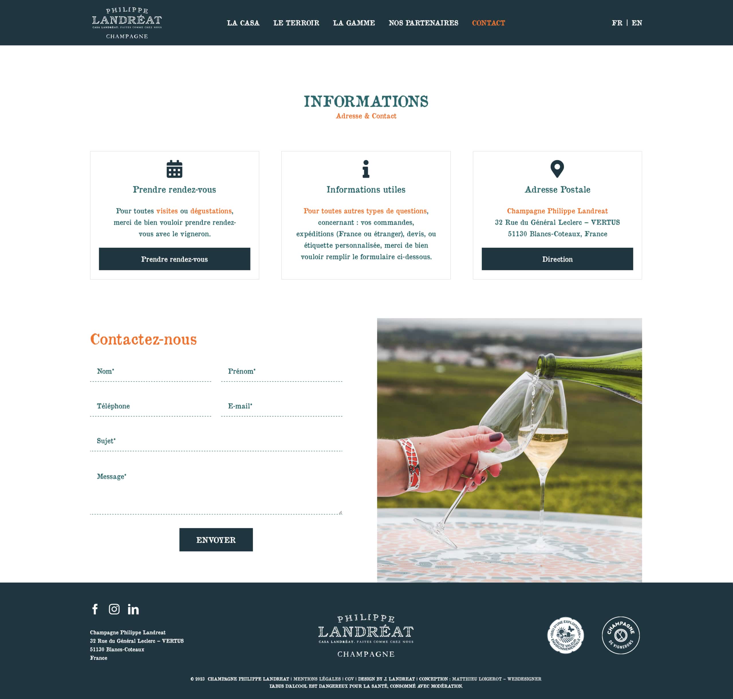 Champagne Landreat - 2023 - Webdesign - Matthieu Loigerot