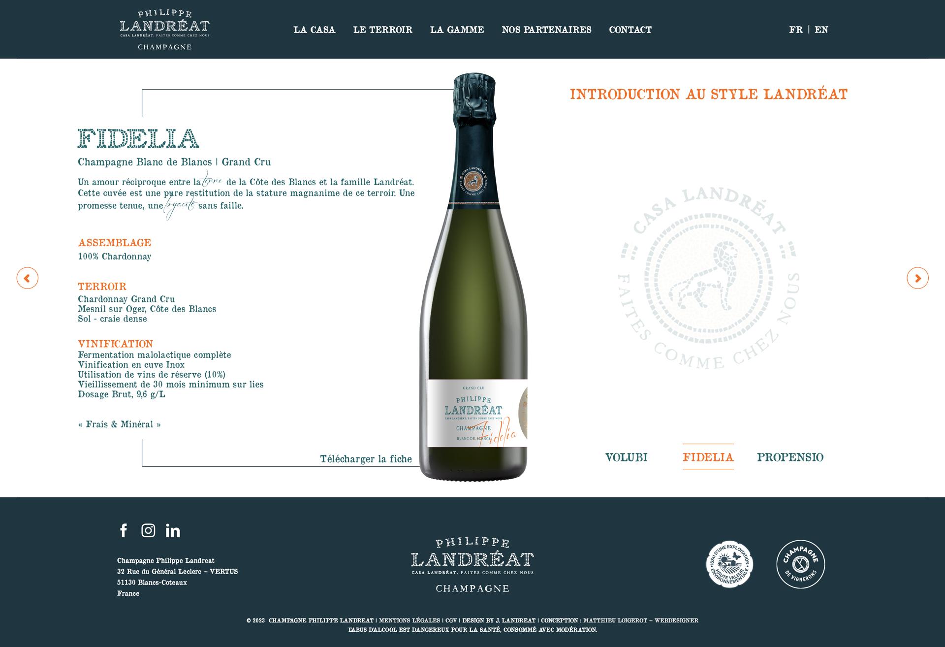 Champagne Landreat - 2023 - Webdesign - Matthieu Loigerot